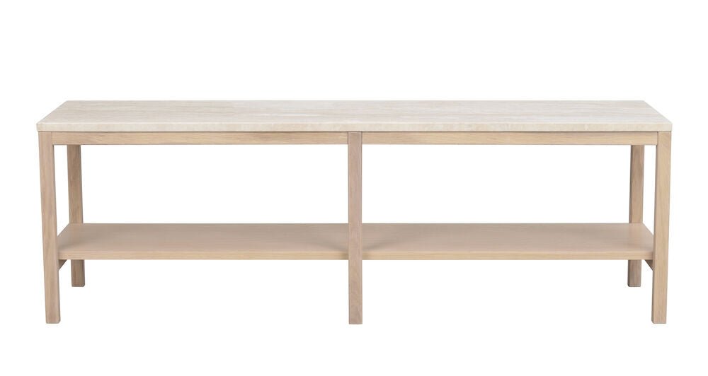 Orwel Avlastningsbord Beige Travertin/Vitpigmenterad Ek | Rowico Home | 7340126556122 | 120901 | Maessing Interiör