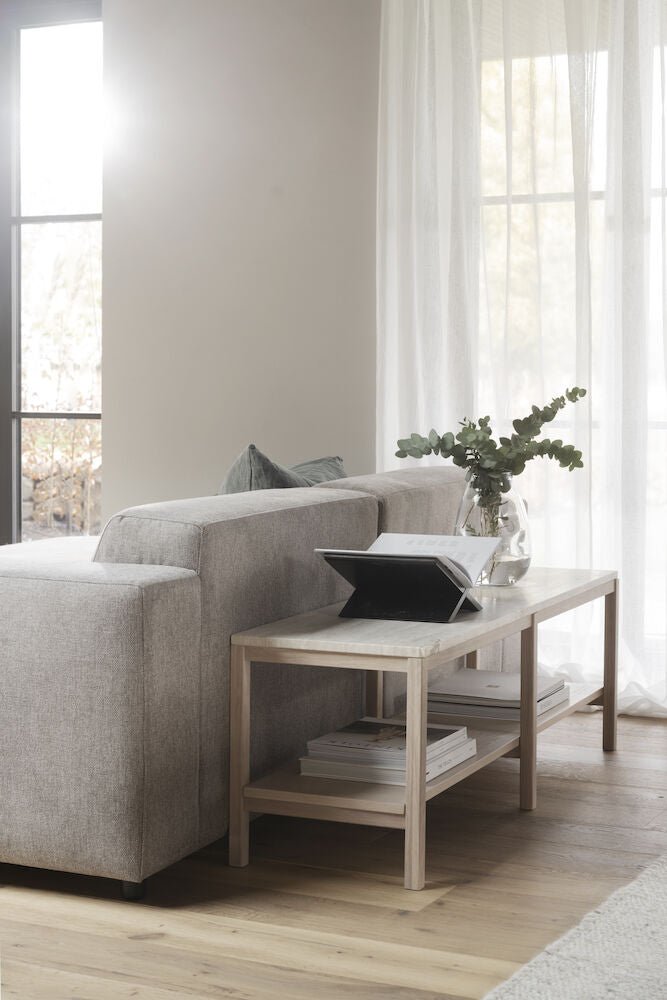 Orwel Avlastningsbord Beige Travertin/Vitpigmenterad Ek | Rowico Home | 7340126556122 | 120901 | Maessing Interiör