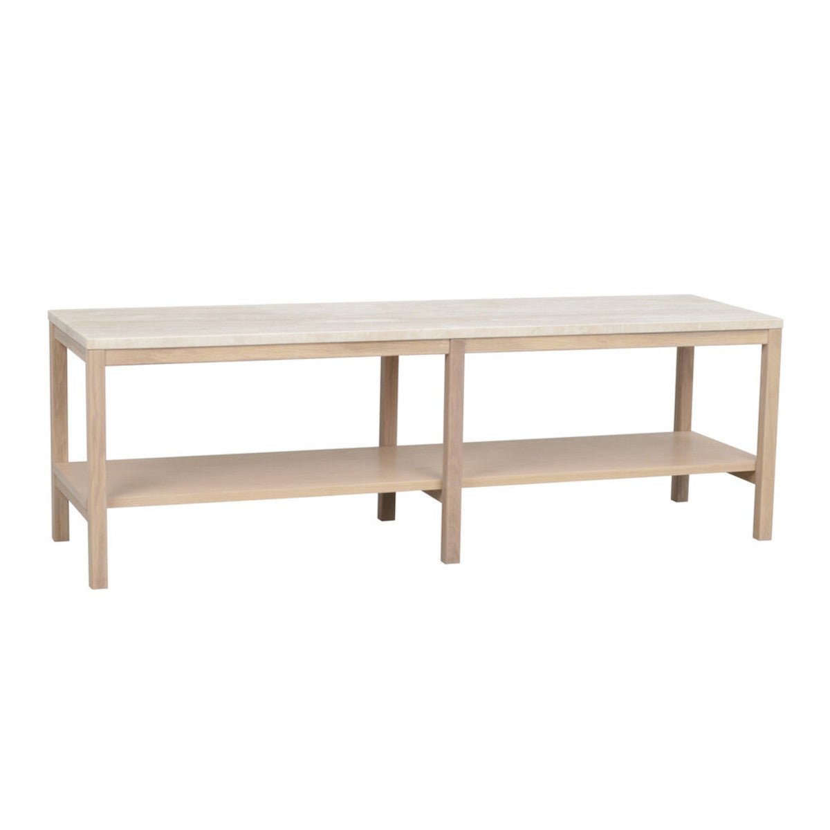 Orwel Avlastningsbord Beige Travertin/Vitpigmenterad Ek | Rowico Home | 7340126556122 | 120901 | Maessing Interiör