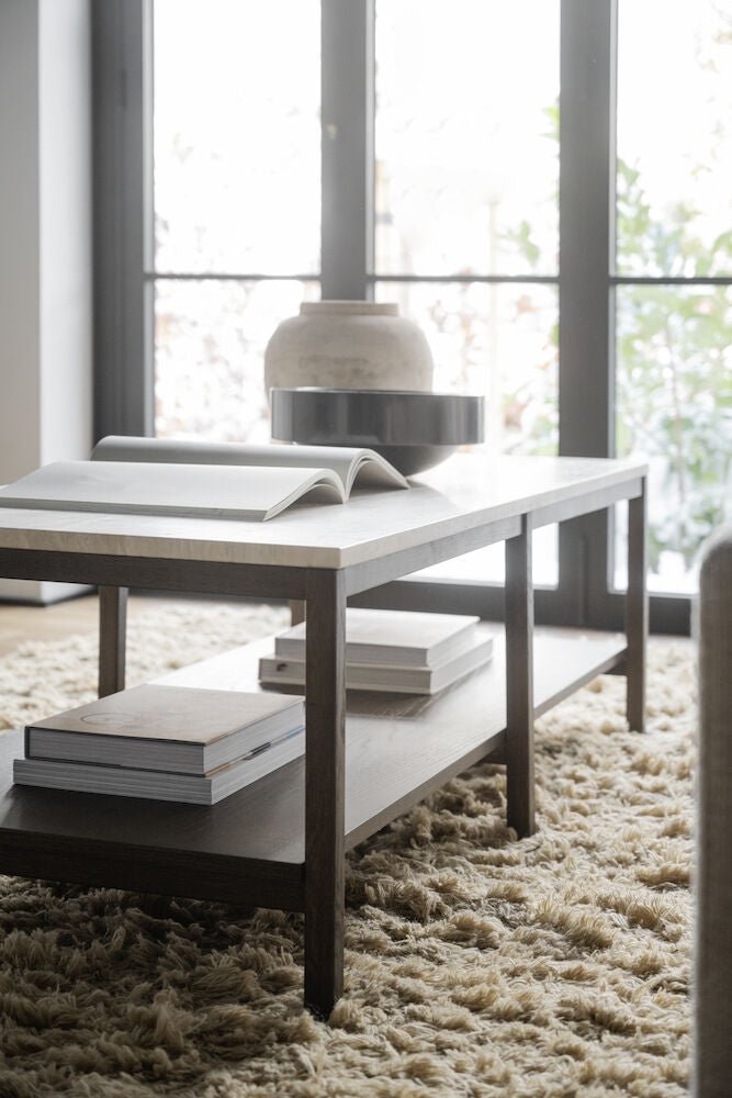 Orwel Soffbord Beige Travertin/Brun Ek 140 | Rowico Home | 7340126556221 | 120912 | Maessing Interiör