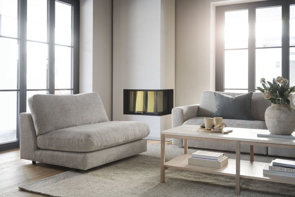 Orwel Soffbord Beige Travertin/Vitpigmenterad Ek 140 | Rowico Home | 7340126556146 | 120902 | Maessing Interiör