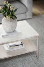 Orwel Soffbord Beige Travertin/Vitpigmenterad Ek 140 | Rowico Home | 7340126556146 | 120902 | Maessing Interiör