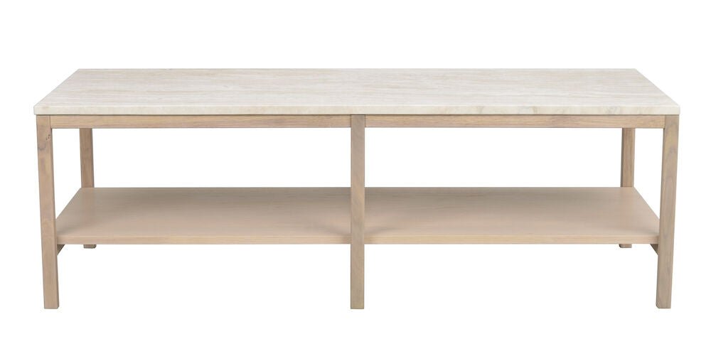 Orwel Soffbord Beige Travertin/Vitpigmenterad Ek 140 | Rowico Home | 7340126556146 | 120902 | Maessing Interiör