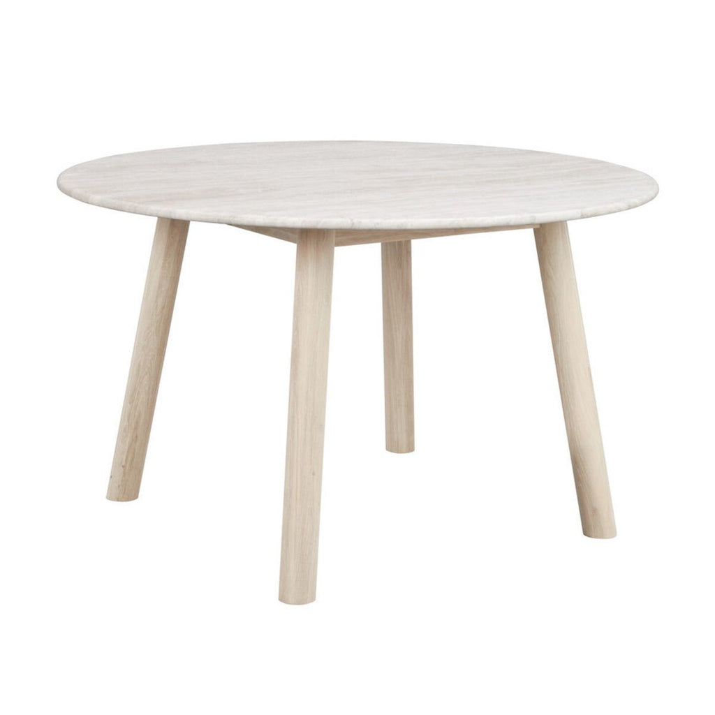Taransay Matbord Beige Travertin/Vitpigmenterad Ek Ø125 | Rowico Home | 7340126555811 | 120830 | Maessing Interiör