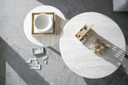 Taransay Soffbord Beige Travertin/Brun Ek Ø60 | Rowico Home | 7340126555958 | 120848 | Maessing Interiör