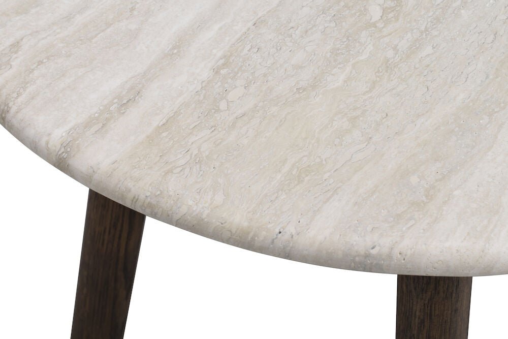 Taransay Soffbord Beige Travertin/Brun Ek Ø90 | Rowico Home | 7340126555934 | 120845 | Maessing Interiör