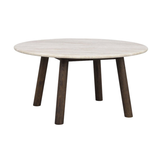 Taransay Soffbord Beige Travertin/Brun Ek Ø90 | Rowico Home | 7340126555934 | 120845 | Maessing Interiör