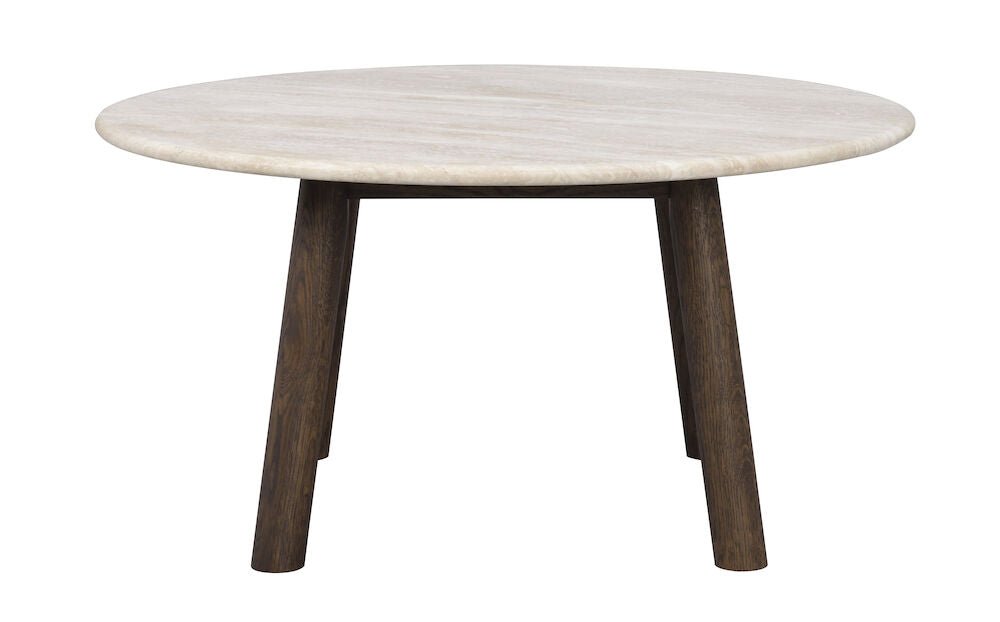 Taransay Soffbord Beige Travertin/Brun Ek Ø90 | Rowico Home | 7340126555934 | 120845 | Maessing Interiör