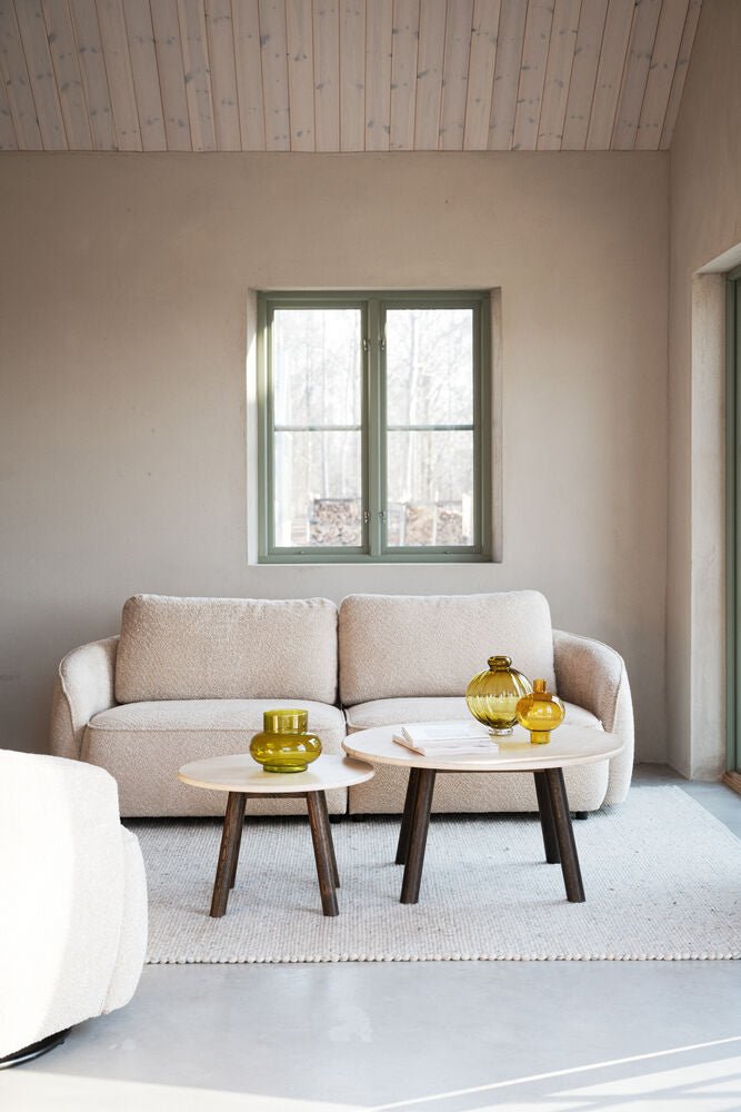 Taransay Soffbord Beige Travertin/Brun Ek Ø90 | Rowico Home | 7340126555934 | 120845 | Maessing Interiör
