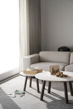 Taransay Soffbord Beige Travertin/Brun Ek Ø90 | Rowico Home | 7340126555934 | 120845 | Maessing Interiör