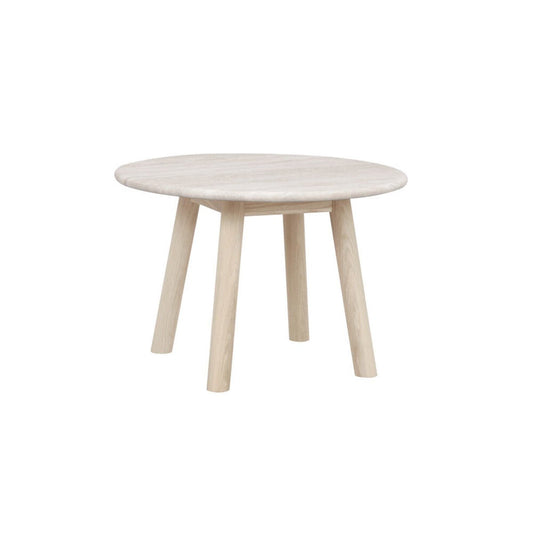 Taransay Soffbord Beige Travertin/Vitpigmenterad Ek Ø60 | Rowico Home | 7340126555941 | 120847 | Maessing Interiör