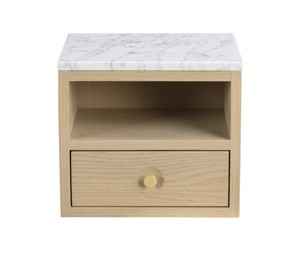 Whitmore Väggskåp/Sängbord Vitpigmenterad Ek/Vit Marmor | Rowico Home | 7340126556832 | 120768 | Maessing Interiör