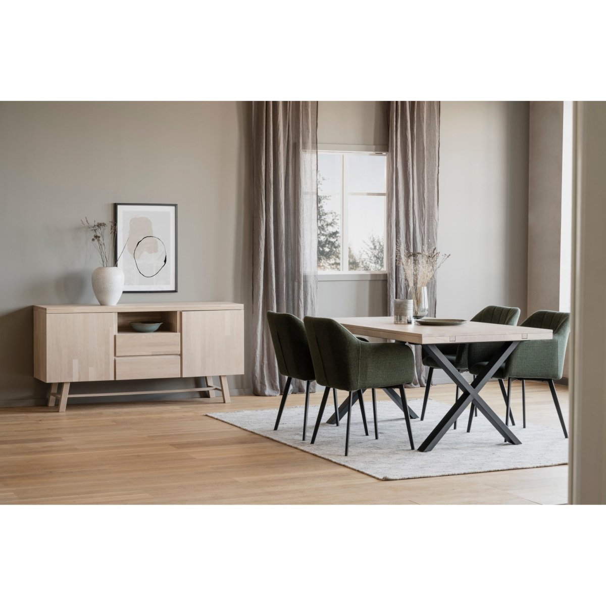 Brooklyn Matbord Vitpigmenterad/Svarta X - ben 170 | Rowico Home | 7340126547236 | 119838 | Maessing Interiör