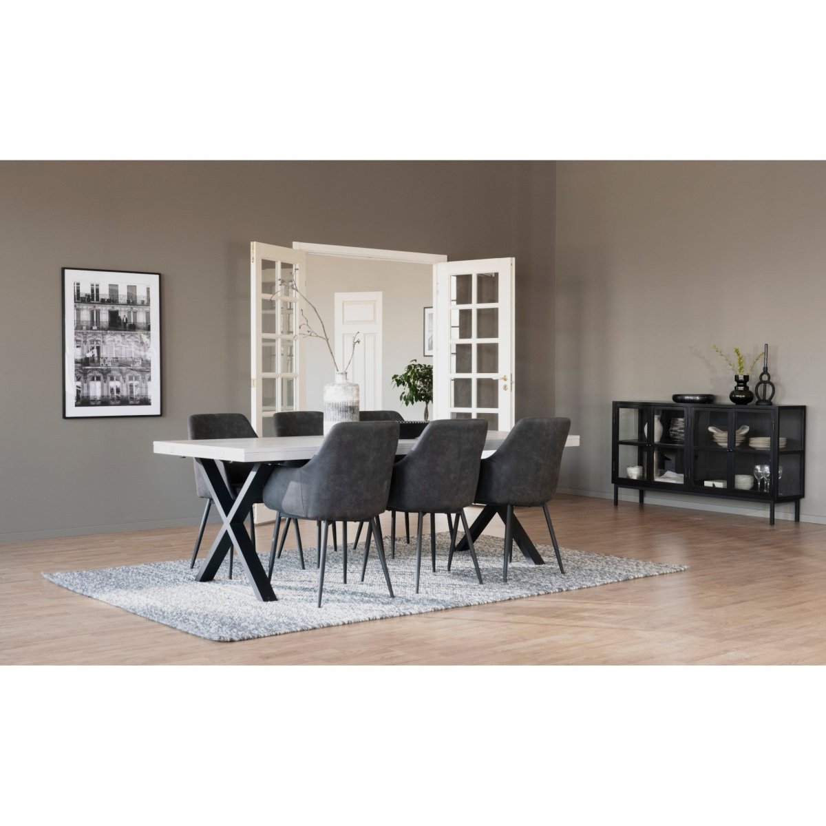 Brooklyn Matbord Vitpigmenterad/Svarta X - ben 220 | Rowico Home | 7340126545553 | 119825 | Maessing Interiör