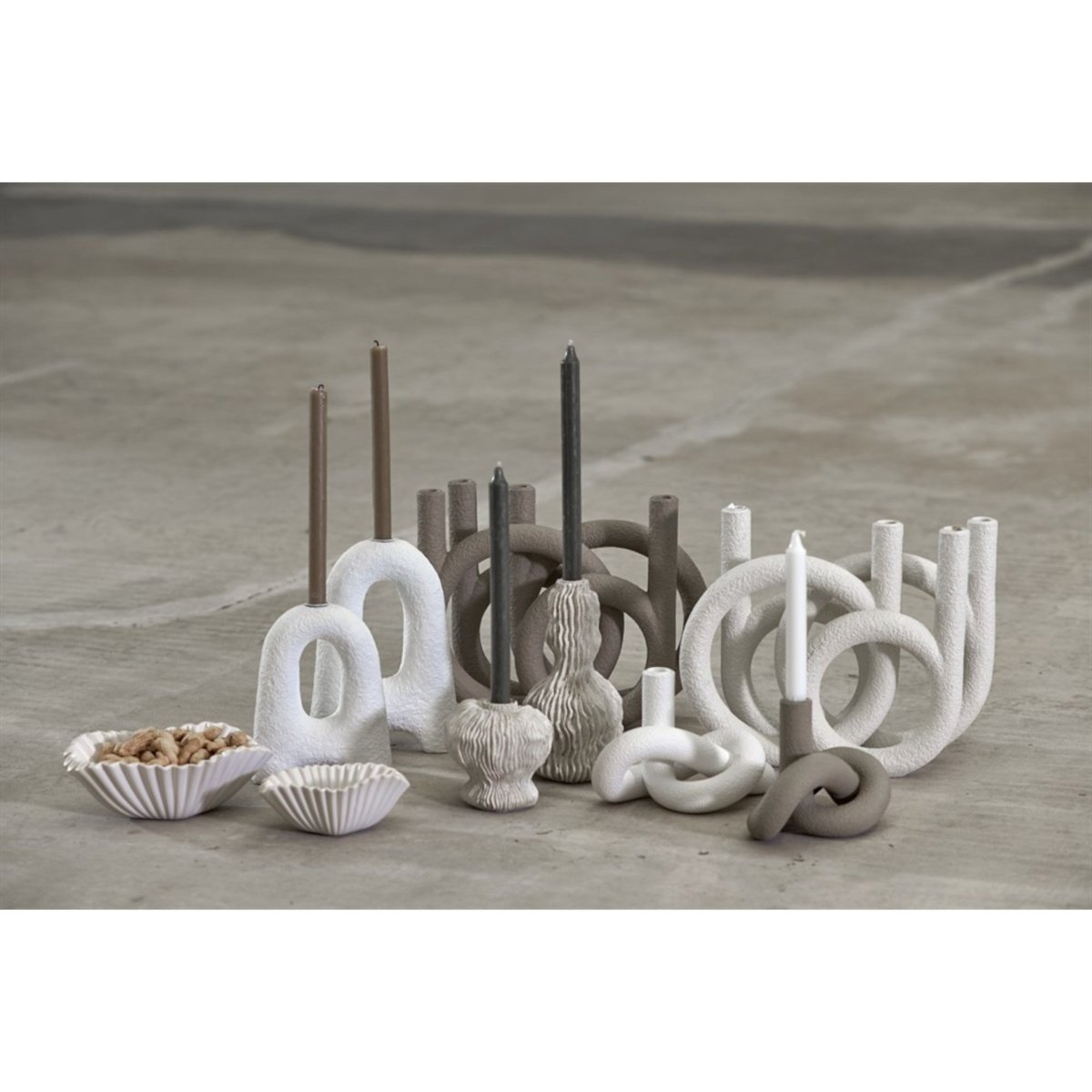 Julie Ljusstake x4 Beige/Grå | Mogihome | 7340007871429 | 103918 | Maessing Interiör